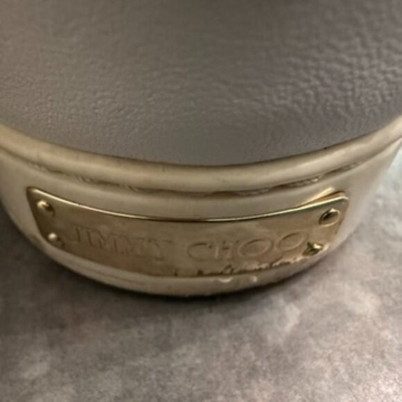 Jimmy Choo White Leather Low-Top Sneakers with Gold Star Accents – Size 37 - Picture 9 of 16